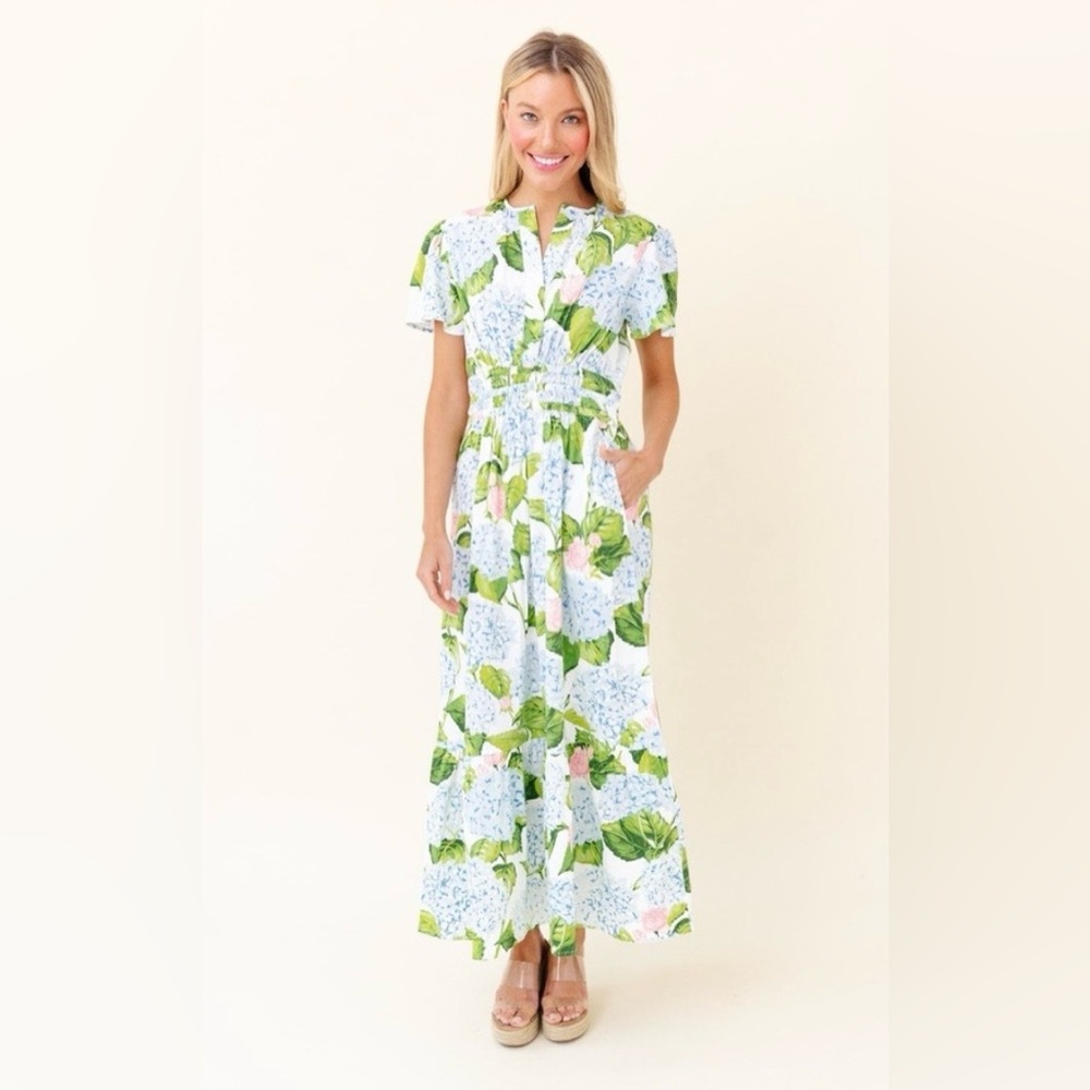 Sheridan French Eloise Hydrangea Dress Medium EUC